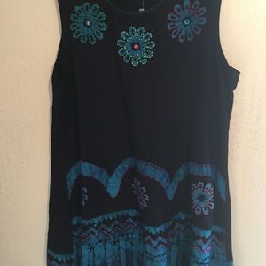 Black summer dress with beautiful areas of color